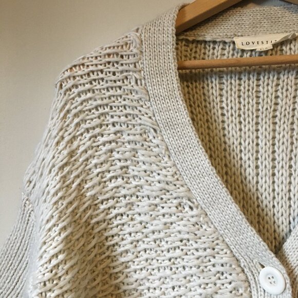 Lovestitch Cottagecore Chunky Loose Knit Wool Blend Cardigan Sweater - Picture 3 of 16